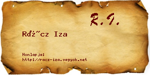 Rácz Iza névjegykártya
